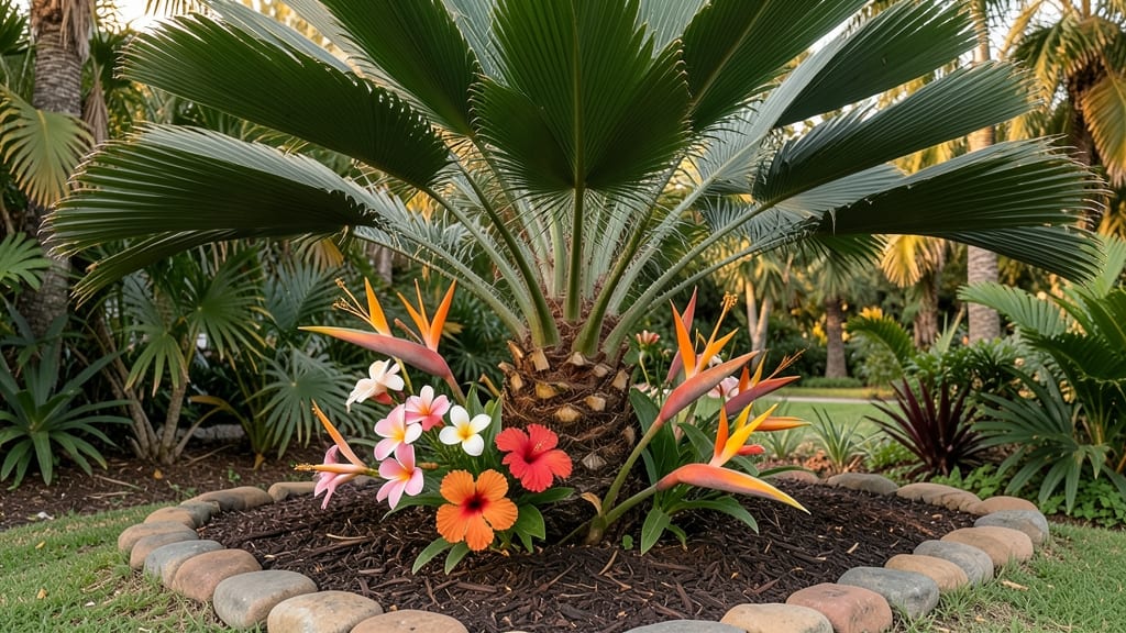 Flowers Around Palm Tree: Tropical Paradise in Your Yard