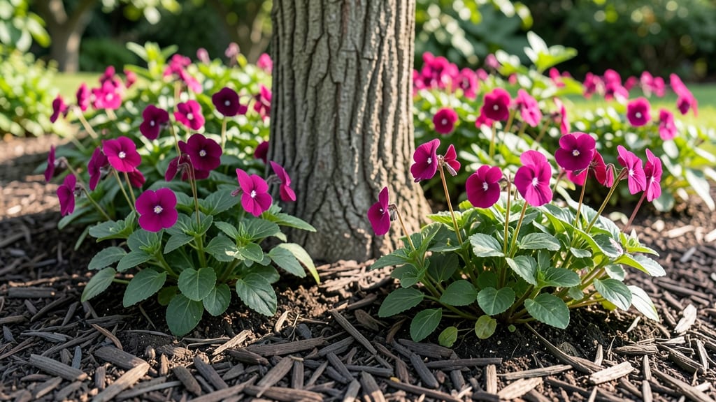 Impatiens Around Tree: Year-Round Color Without the Spread